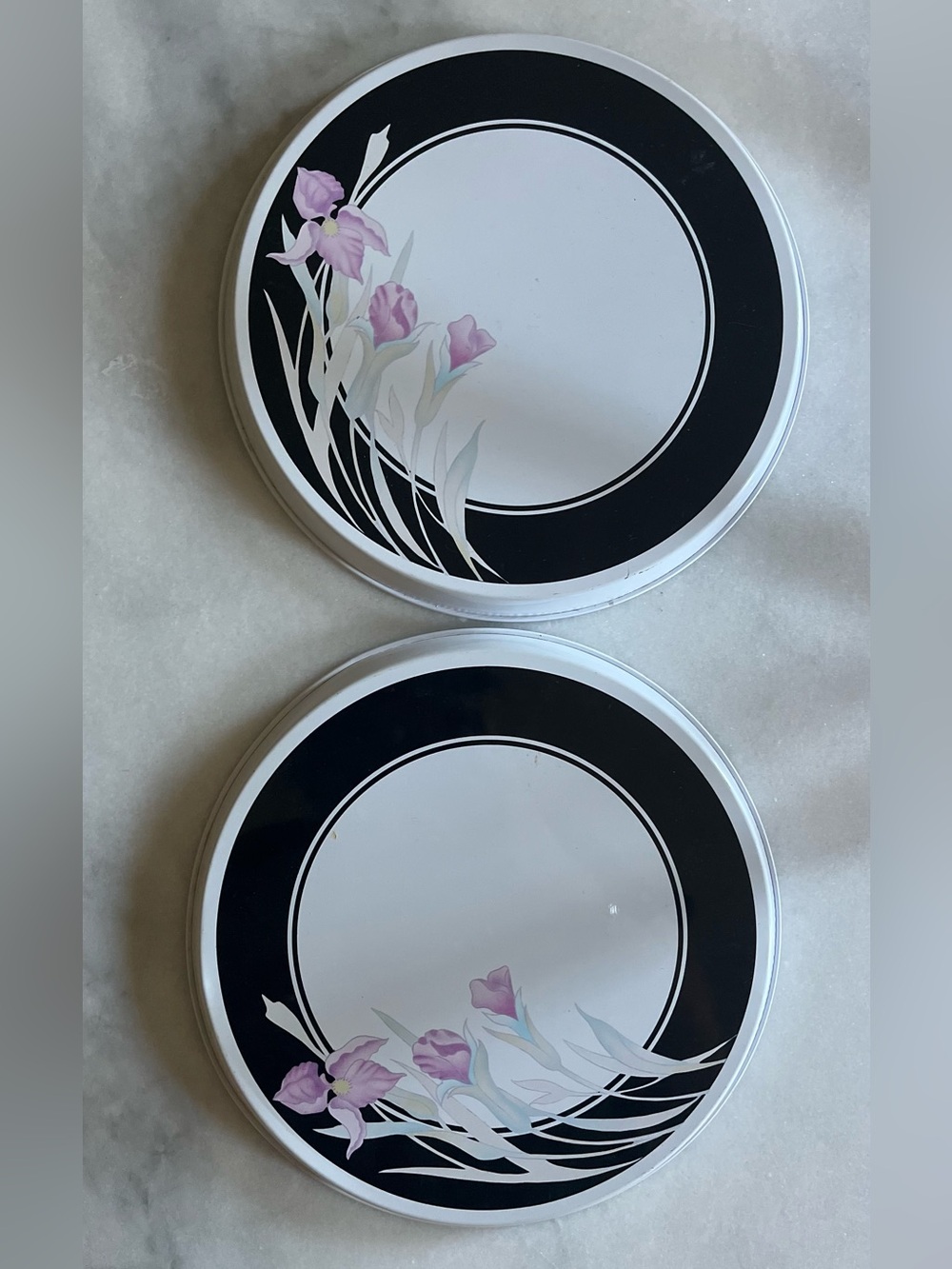 Mikasa Black and Pink Floral Round Stove Burner Covers, Pair